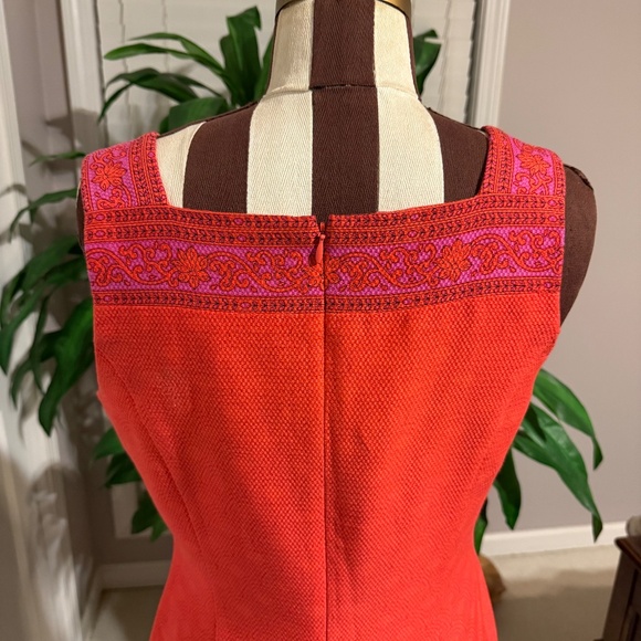 Kay Unger Dress Womens 8 Orange Sleeveless Sheath Embellished Textured Party - Picture 2 of 12